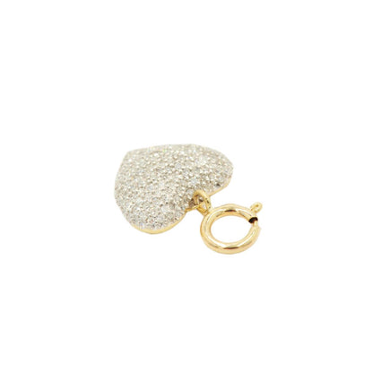 10k Yellow gold and Diamond Puff Heart Charm - 10055 - Johnny Dang & Co
