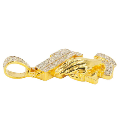 10KY 1.05CTW DIAMOND PRAYING HANDS WITH UZI PENDANT - Johnny Dang & Co