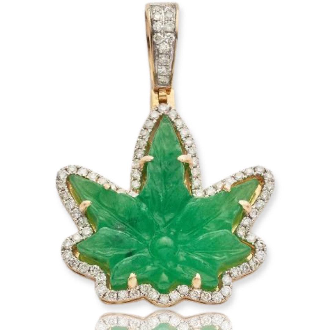 10KY 0.60CTW DIAMOND JADE HERBAL MEDICINE LEAF - Johnny Dang & Co