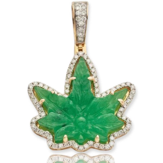 10KY 0.60CTW DIAMOND JADE HERBAL MEDICINE LEAF - Johnny Dang & Co