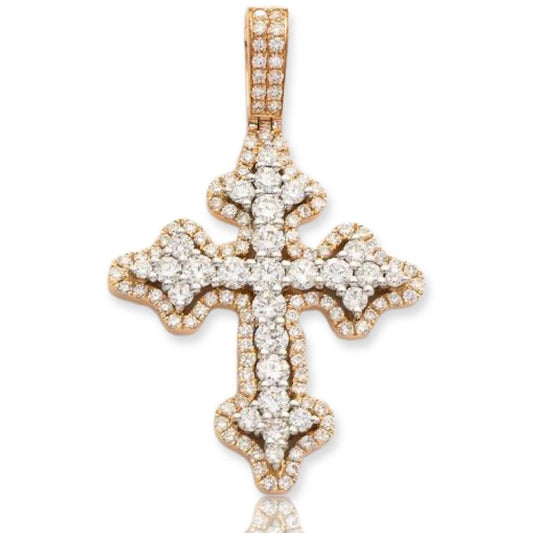 14KY+W 1.15CTW DIAMOND 3-D CROSS - FLEUR DE LIS - Johnny Dang & Co