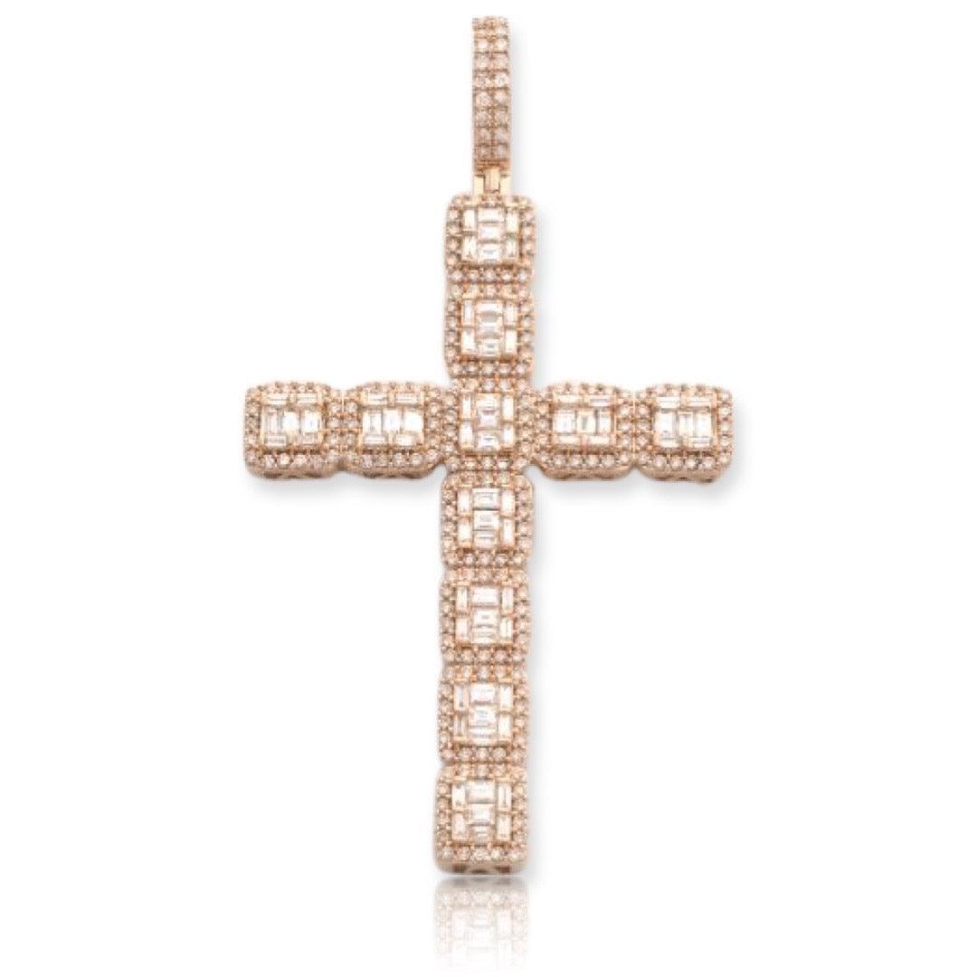 14KR 5.00CTW BAGUETTE DIAMOND CROSS PENDANT - Johnny Dang & Co