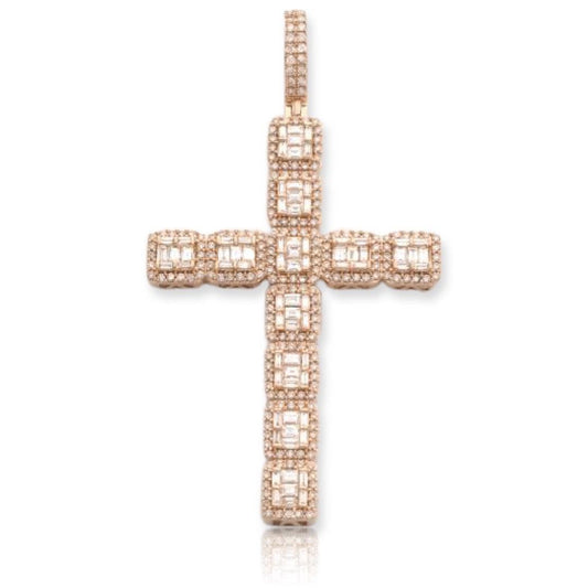 14KR 5.00CTW BAGUETTE DIAMOND CROSS PENDANT - Johnny Dang & Co