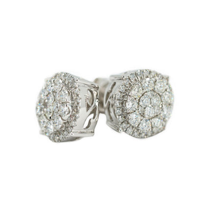 0.85 CTTW DIAMOND ROUND CLUSTER EARRINGS WITH HALO - Johnny Dang & Co