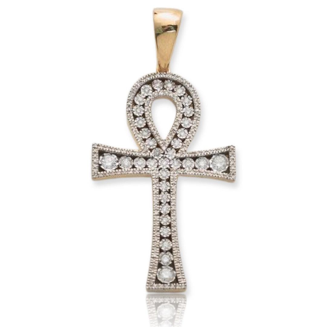 10KY 0.65CTW ILLUSION SET DIAMOND CROSS PENDANT - Johnny Dang & Co