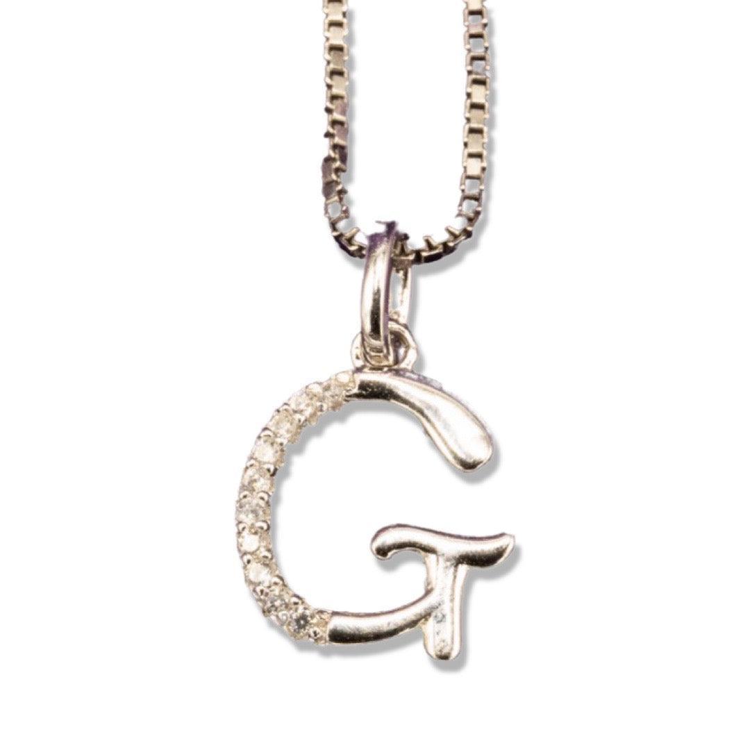 MINI SCRIPT LETTERS SILVER 925 WHITE GOLD PLATED - Johnny Dang & Co