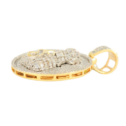 10k Yellow Gold Baguette and Round Diamond Money Bag Medallion - Johnny Dang & Co