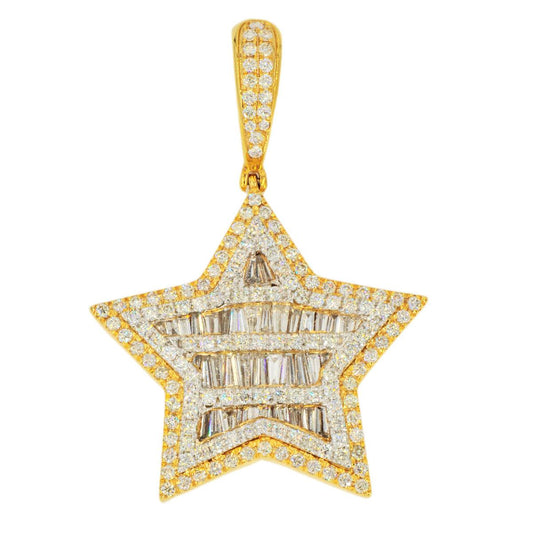 10KY 2.75CTW BAGUETTE DIAMOND STAR PENDANT - Johnny Dang & Co