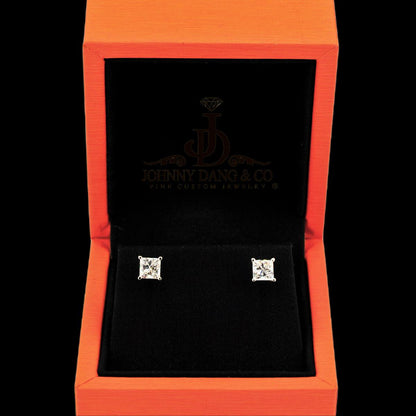 Custom 1.50ctw Princess Cut Diamond Stud Earrings - Johnny Dang & Co