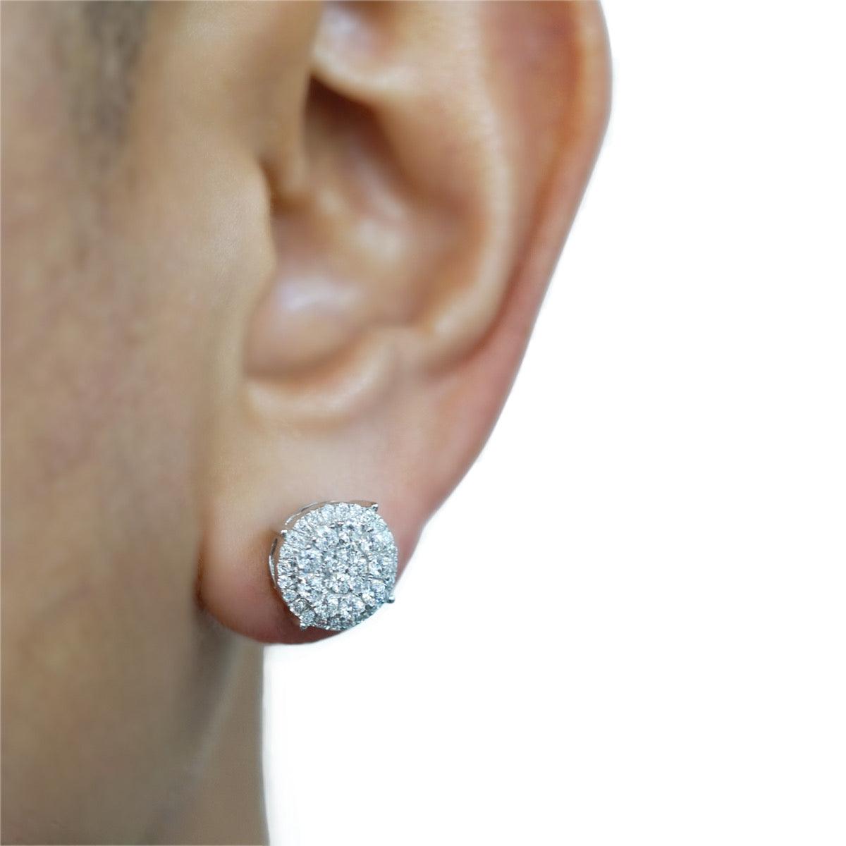 14KW 1.50CTW DIAMOND ROUND CLUSTER EARRINGS WITH HALO - Johnny Dang & Co