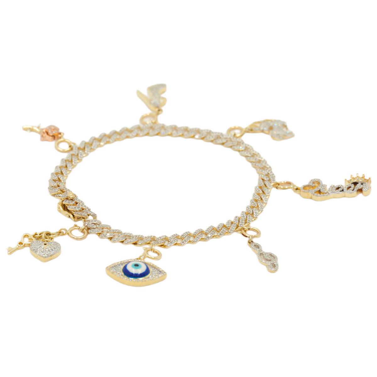 10k Gold 1.00ctw Diamond Link Charm Bracelet 7.5". Bracelet only. Charms sold separately - Johnny Dang & Co