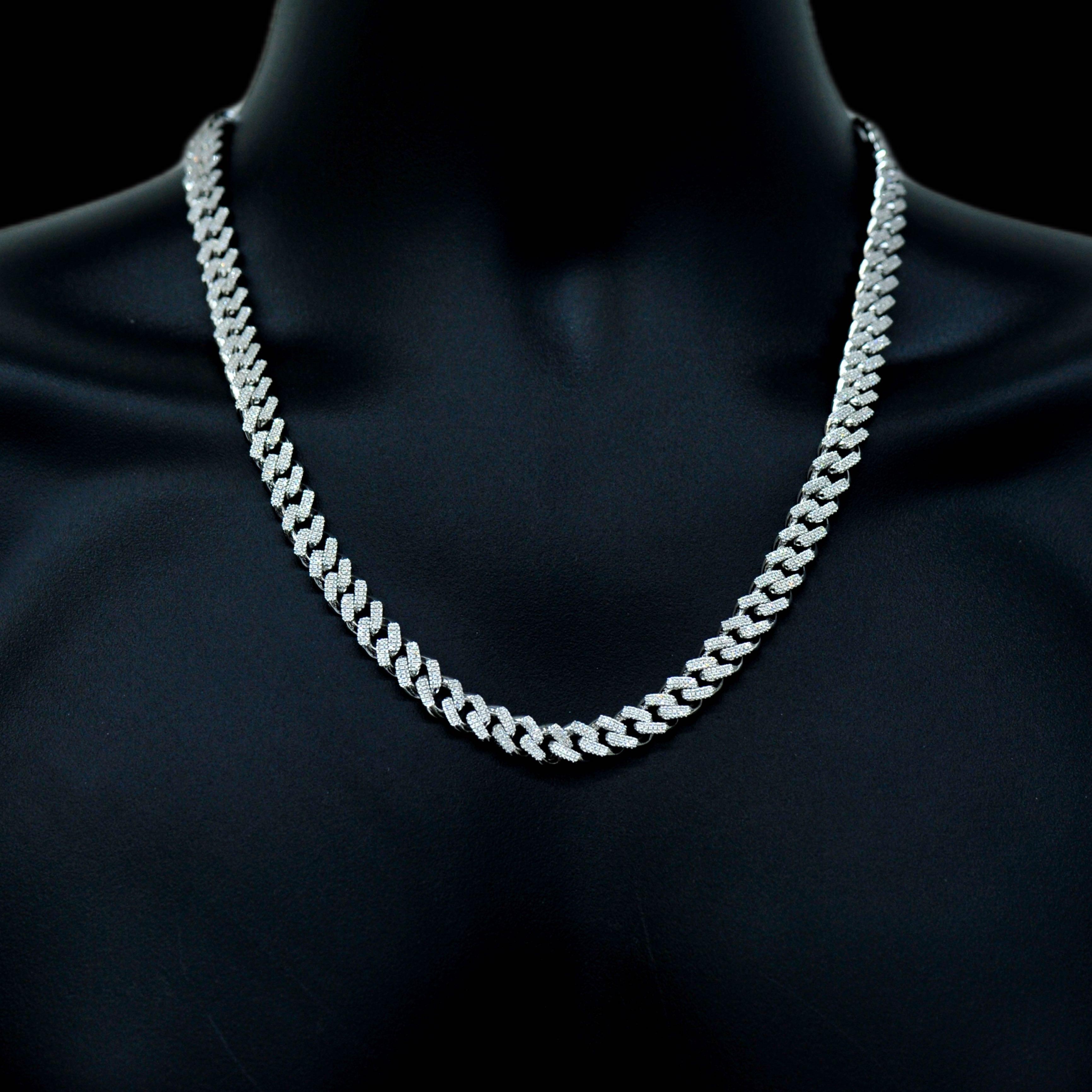 10k White, Yellow, or Rose Gold 3 Row Diamond 5 cttw Cuban Chain 9.5mm 22inches - Johnny Dang & Co