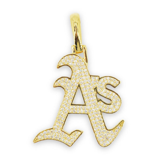 Custom Your Own Logo 10k Gold and VVS Diamond "A’s" Style Logo Pendant 2" X 1.5" - Johnny Dang & Co