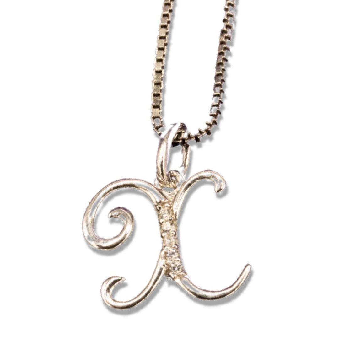 MINI SCRIPT LETTERS SILVER 925 WHITE GOLD PLATED - Johnny Dang & Co