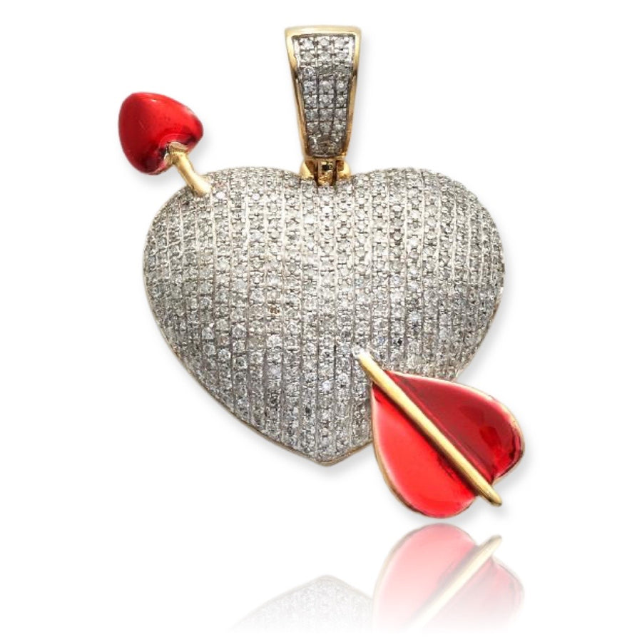 10KY 1.35CTW DIAMOND CUPID'S ARROW HEART PENDANT