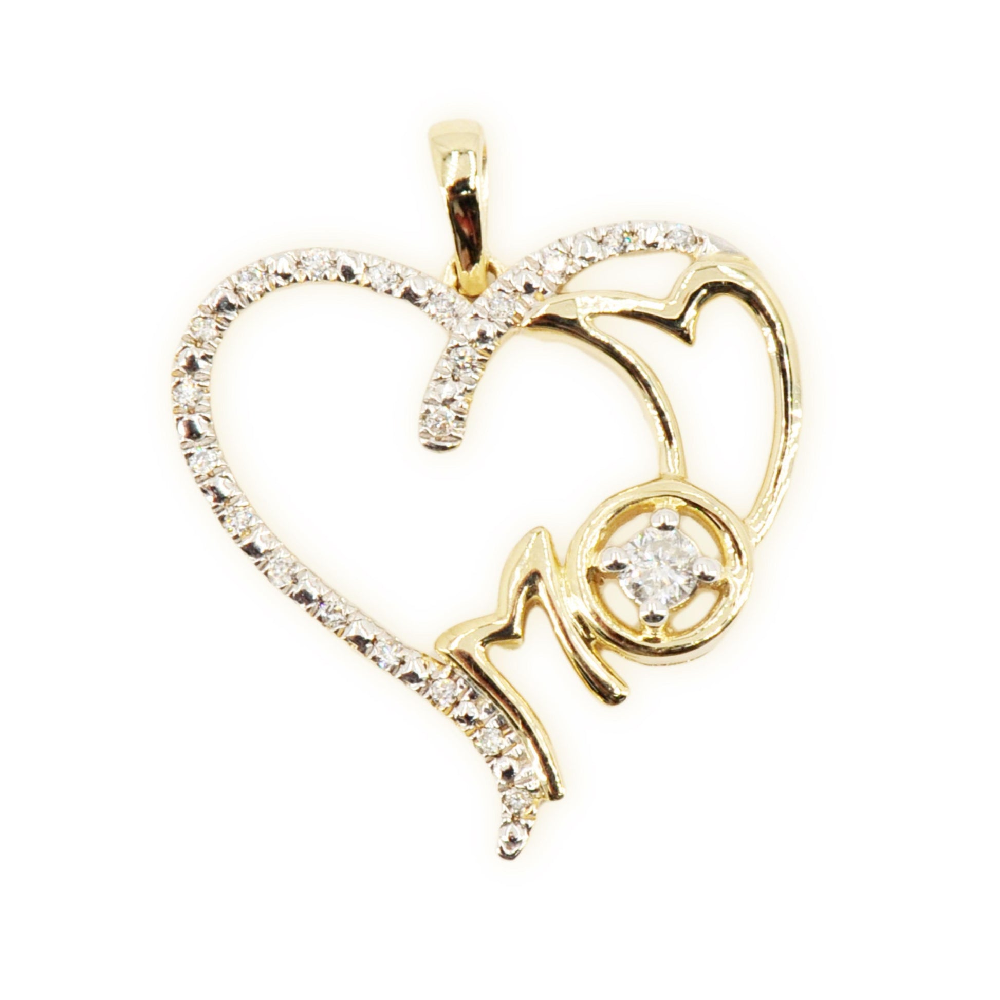 10K Yellow Gold MOM Heart with Diamonds - Johnny Dang & Co