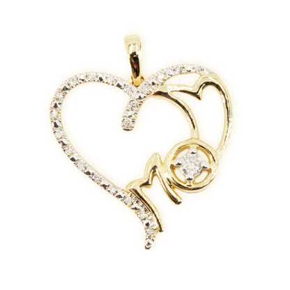 10K Yellow Gold MOM Heart with Diamonds - Johnny Dang & Co