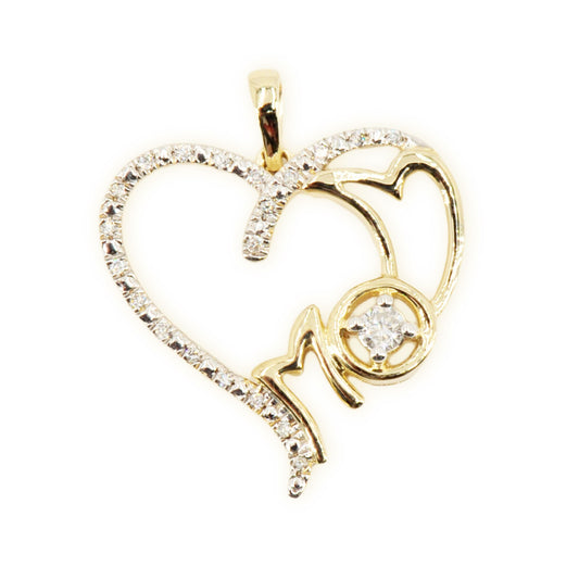 10K Yellow Gold MOM Heart with Diamonds - Johnny Dang & Co