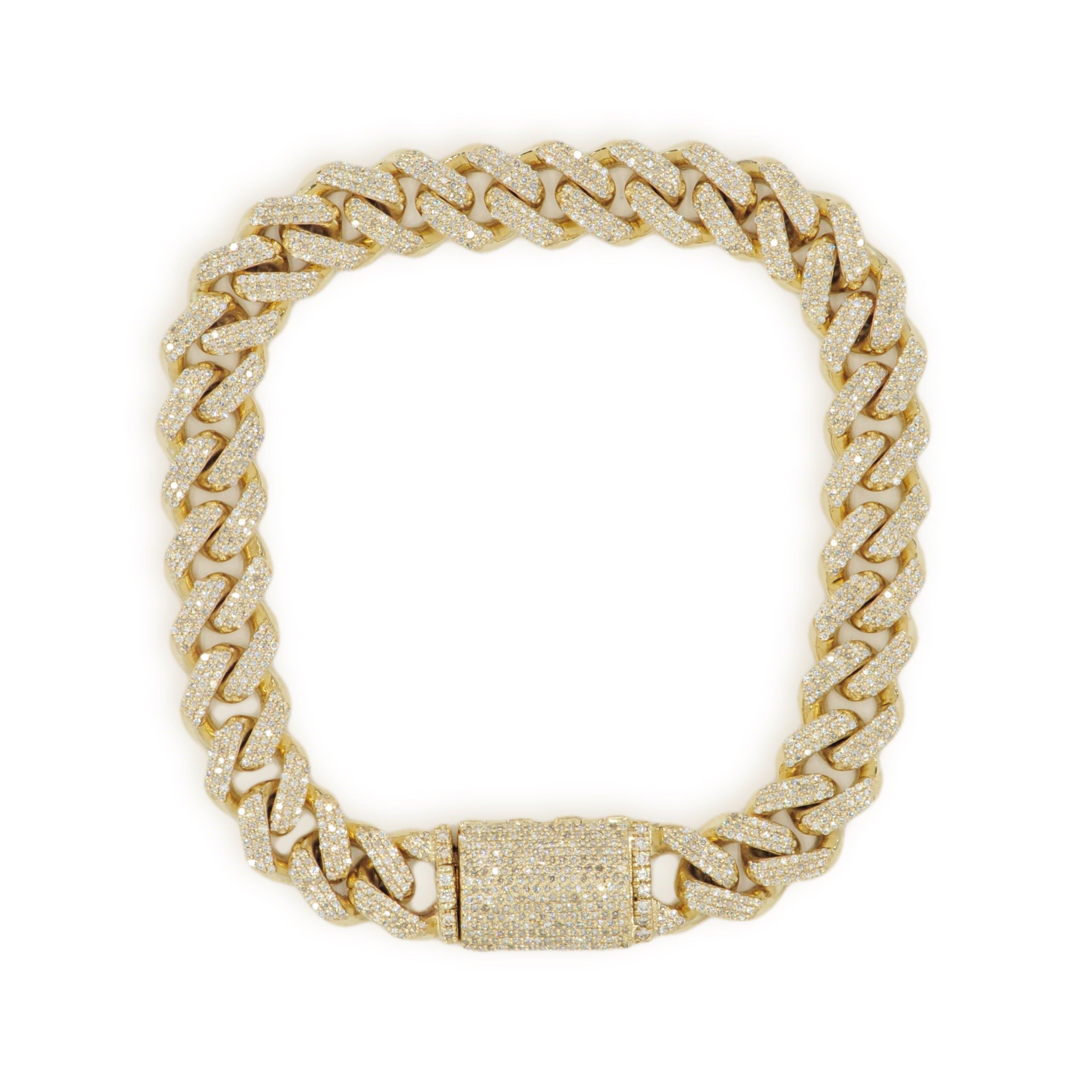 10k Gold 3 Row Diamond Miami Cuban Link 9.75mm Bracelet - Johnny Dang & Co