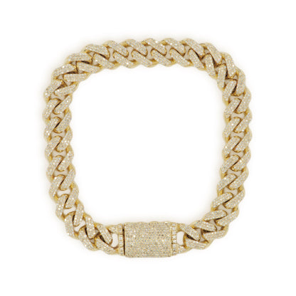 10k Gold 3 Row Diamond Miami Cuban Link 9.75mm Bracelet - Johnny Dang & Co