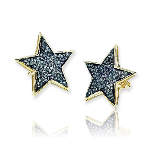 10KY 0.50CTW BLUE DIAMOND STAR EARRING - Johnny Dang & Co