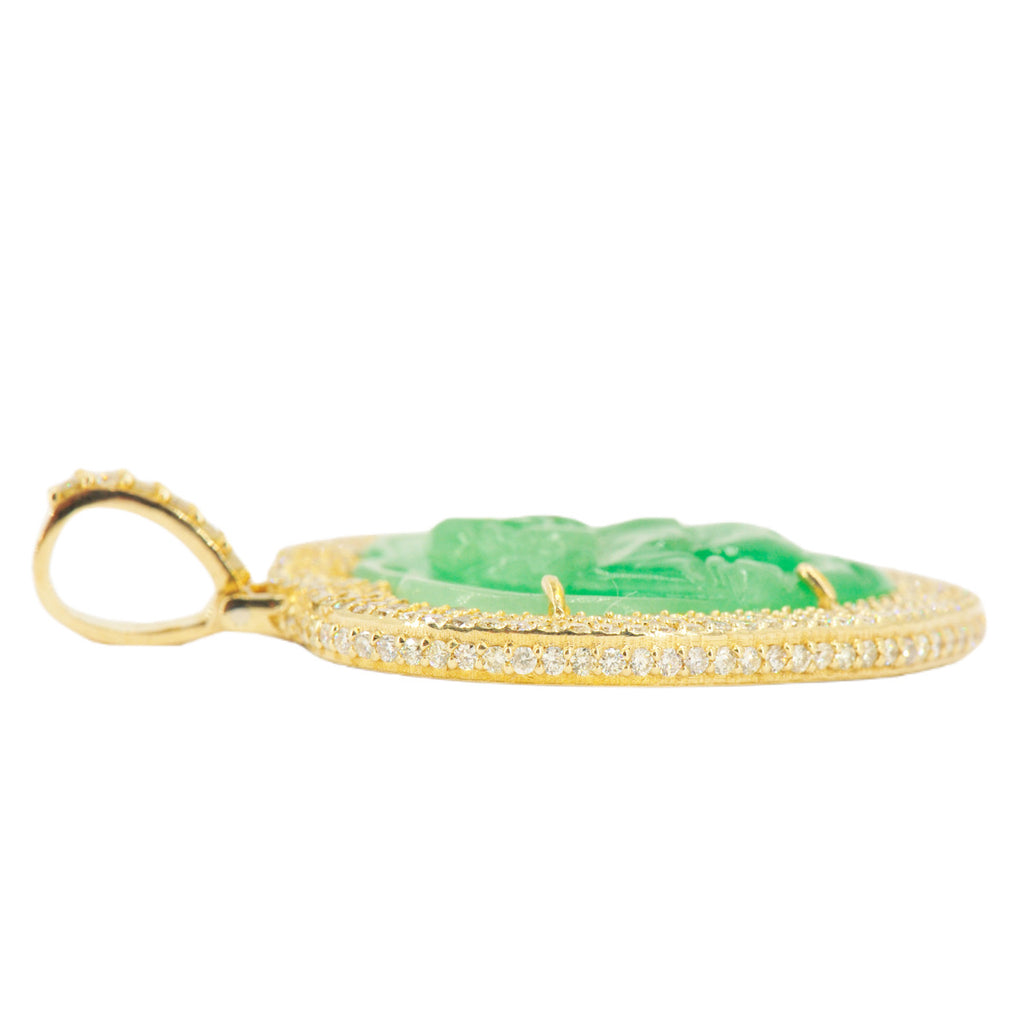 10k Yellow Gold 4.70ctw Diamond Jade Heart Buddha - Johnny Dang & Co