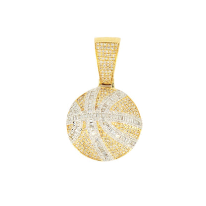 10KY Baguette and Round Diamond Basketball Sports Pendant 1.18ctw Flash - Johnny Dang & Co