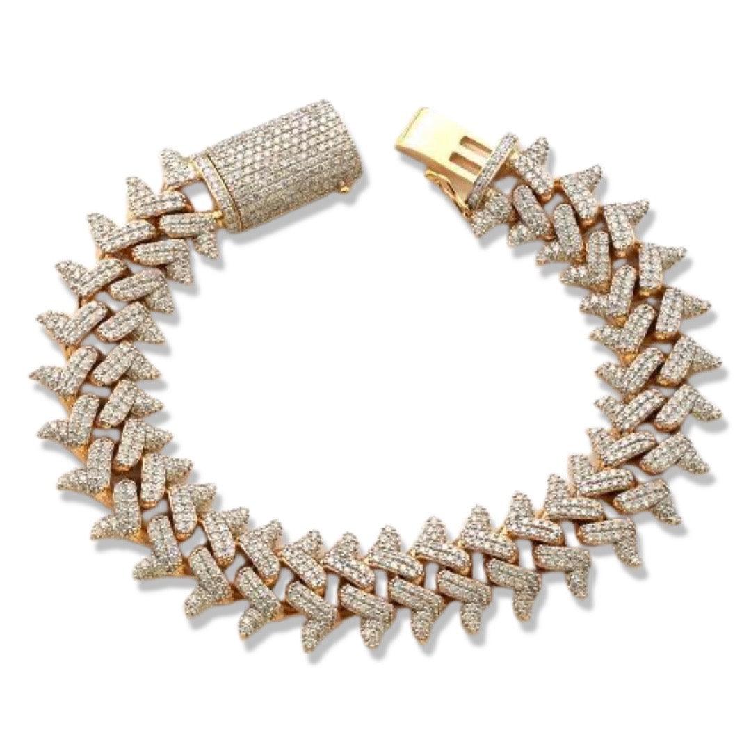 10KY 11.58CTW DIAMOND SPIKED CUBAN BRACELET - Johnny Dang & Co