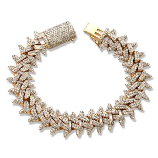 10KY 11.58CTW DIAMOND SPIKED CUBAN BRACELET - Johnny Dang & Co