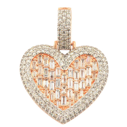 10KY 3.00CTW BAGUETTE DIAMOND HEART PENDANT - Johnny Dang & Co