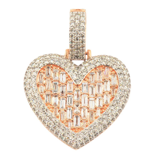 10KY 3.00CTW BAGUETTE DIAMOND HEART PENDANT - Johnny Dang & Co