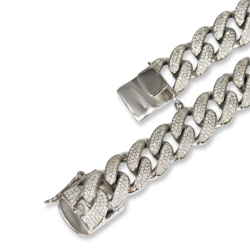 14MM Silver CZ Cuban Link Chain