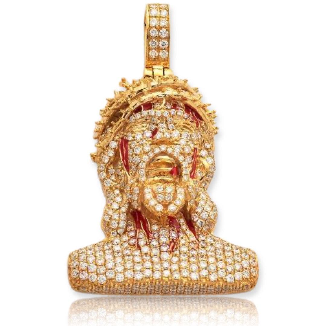 10KY 1.90CTW DIAMOND BLEEDING JESUS HEAD PENDANT - Johnny Dang & Co