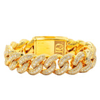 Custom 10k Gold 32.49ctw Emerald and Round Diamond Cuban Bracelet. 9” Length - Johnny Dang & Co