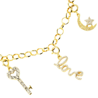 10k Gold 0.45ctw Diamond Charm Bracelet 7.5". Bracelet Only. Charms Sold Separately - Johnny Dang & Co