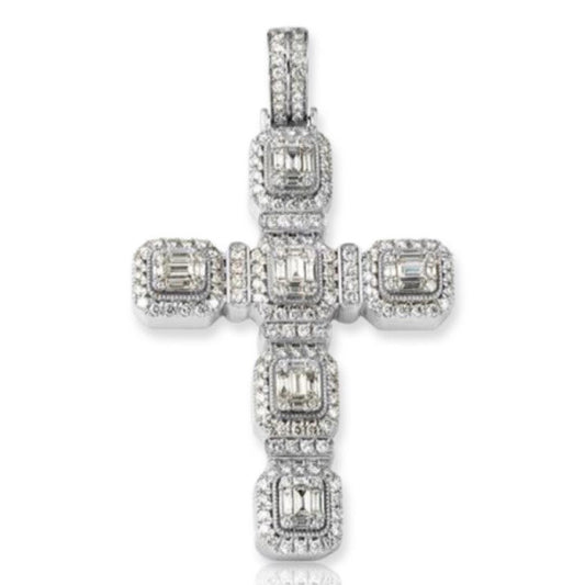14KW 4.65CTW BAGUETTE DIAMOND CROSS PENDANT - Johnny Dang & Co