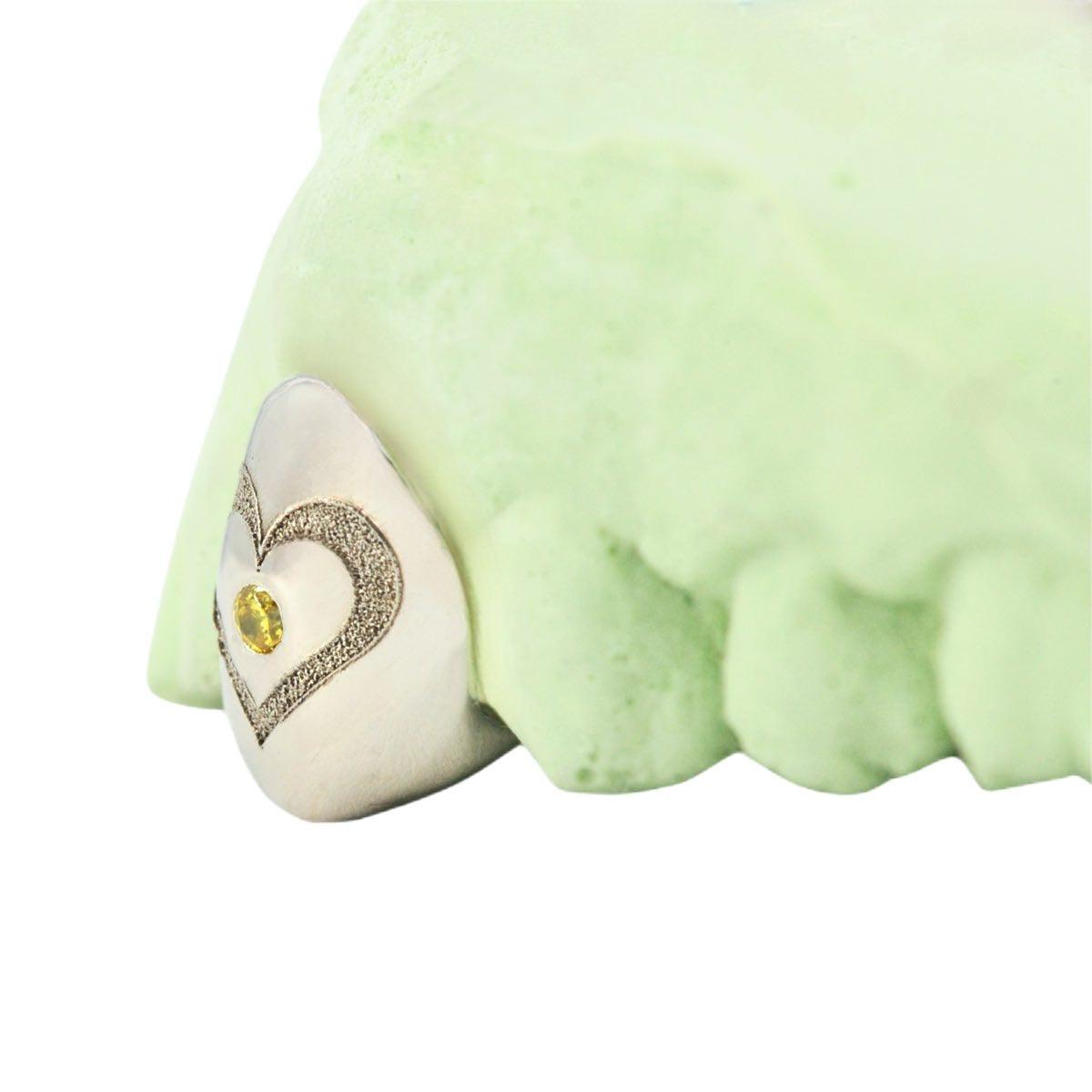 18K Individual Heart Engraved With Color Enhanced Diamond - Johnny Dang & Co