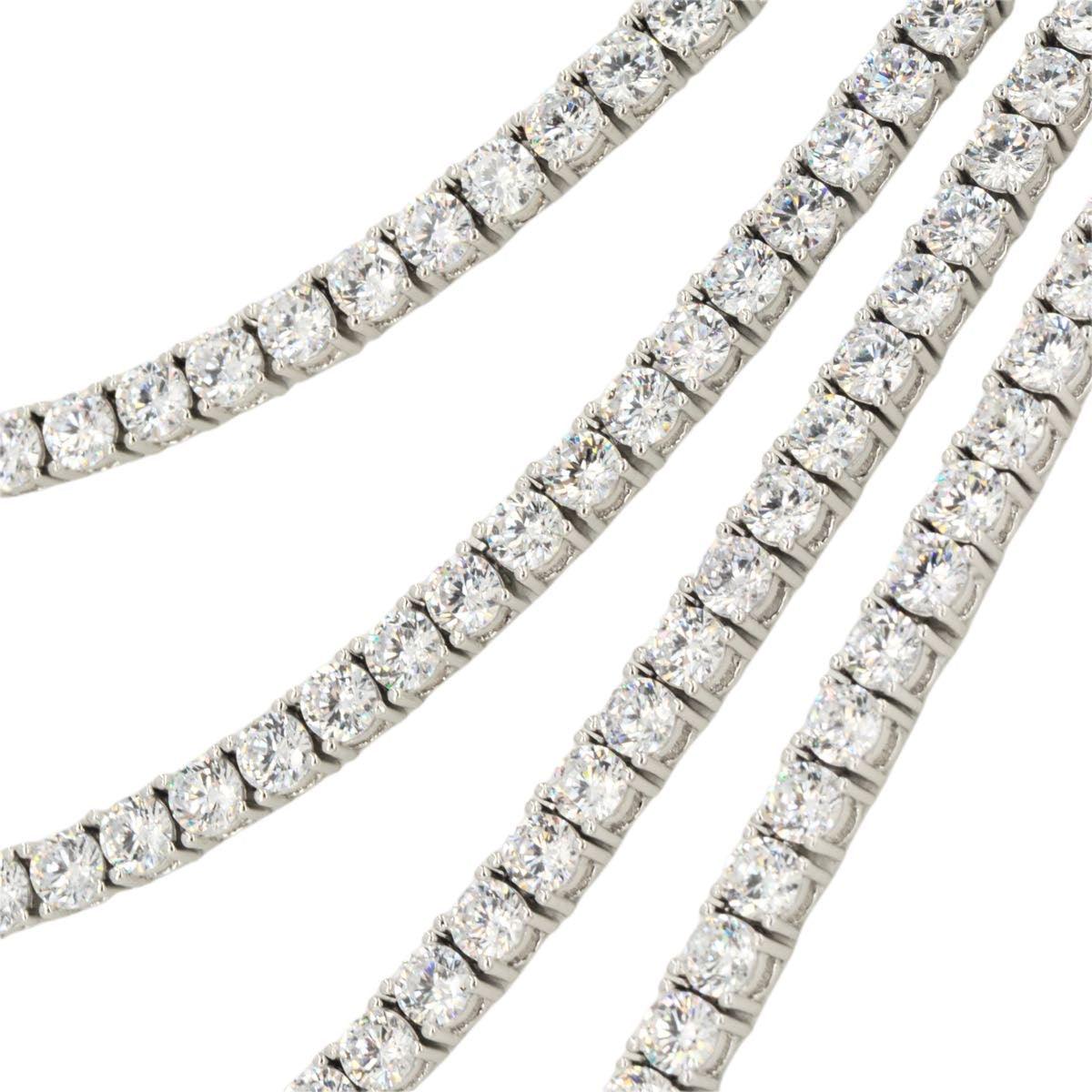 CZ SILVER TENNIS CHOKER 18" - 24" NECKLACE - Johnny Dang & Co