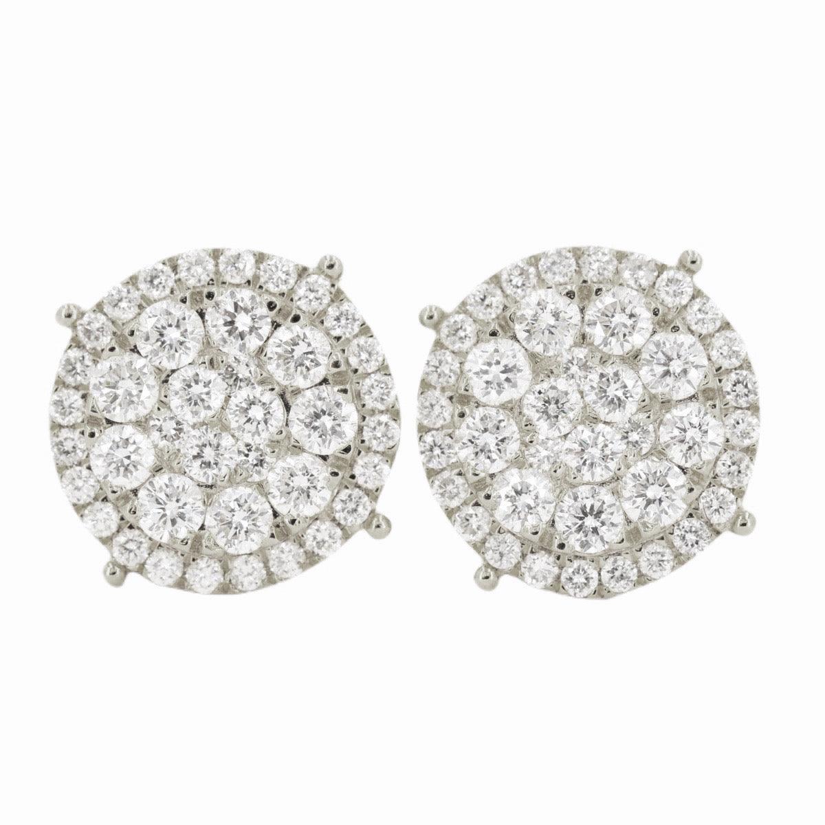 14K 2.00CTW DIAMOND ROUND CLUSTER EARRINGS WITH HALO - Johnny Dang & Co