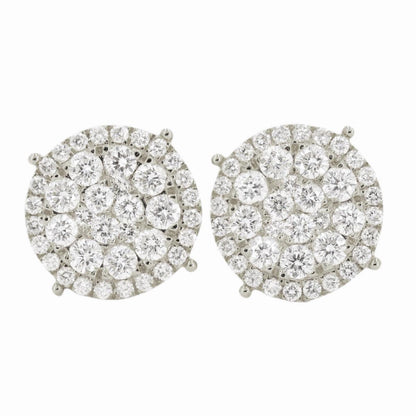 14K 2.00CTW DIAMOND ROUND CLUSTER EARRINGS WITH HALO - Johnny Dang & Co