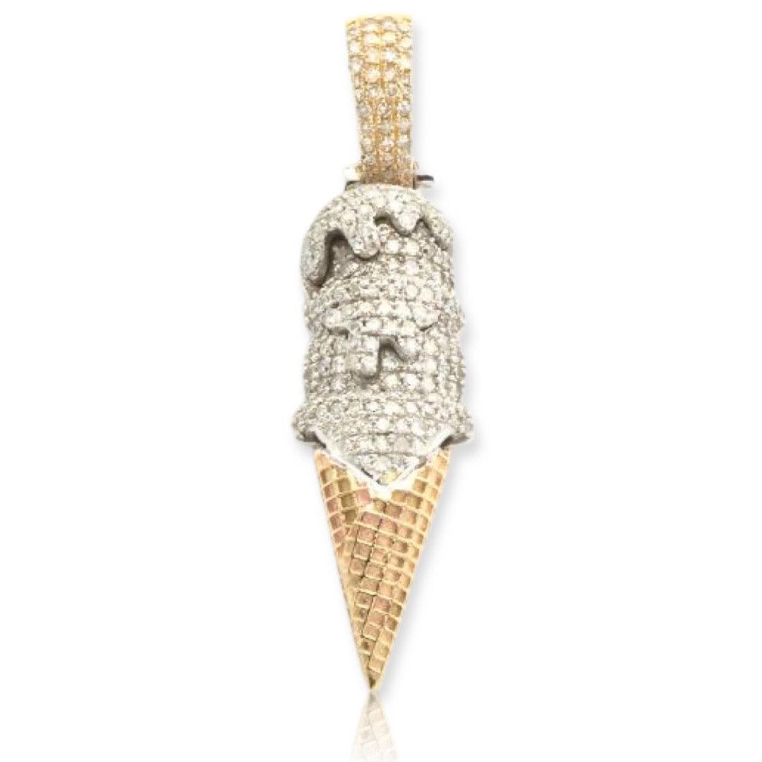 10KY 0.85CTW DIAMOND ICE CREAM CONE PENDANT - Johnny Dang & Co