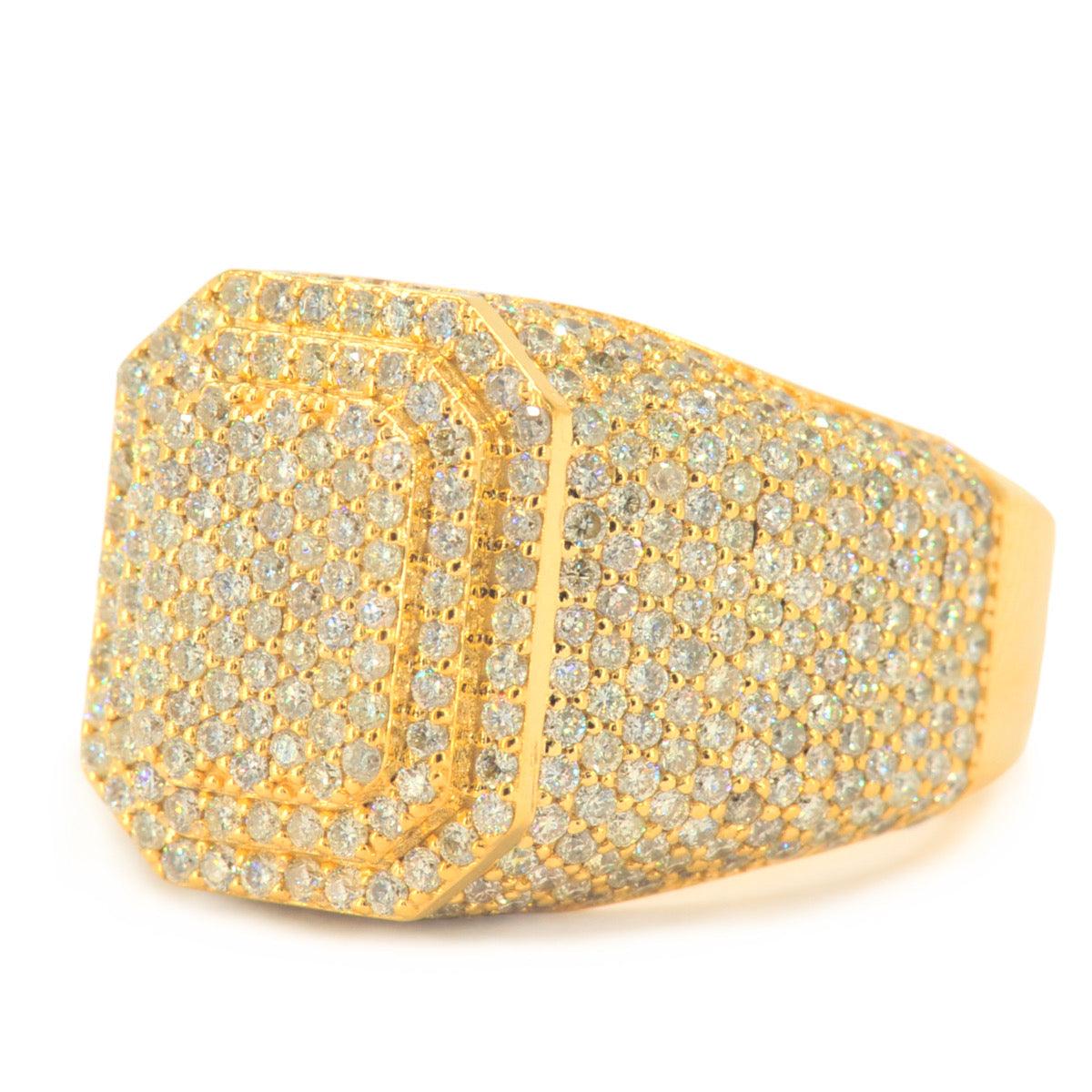 Custom Gold 3.5cttw Round Pave Diamond Mens Ring - Johnny Dang & Co
