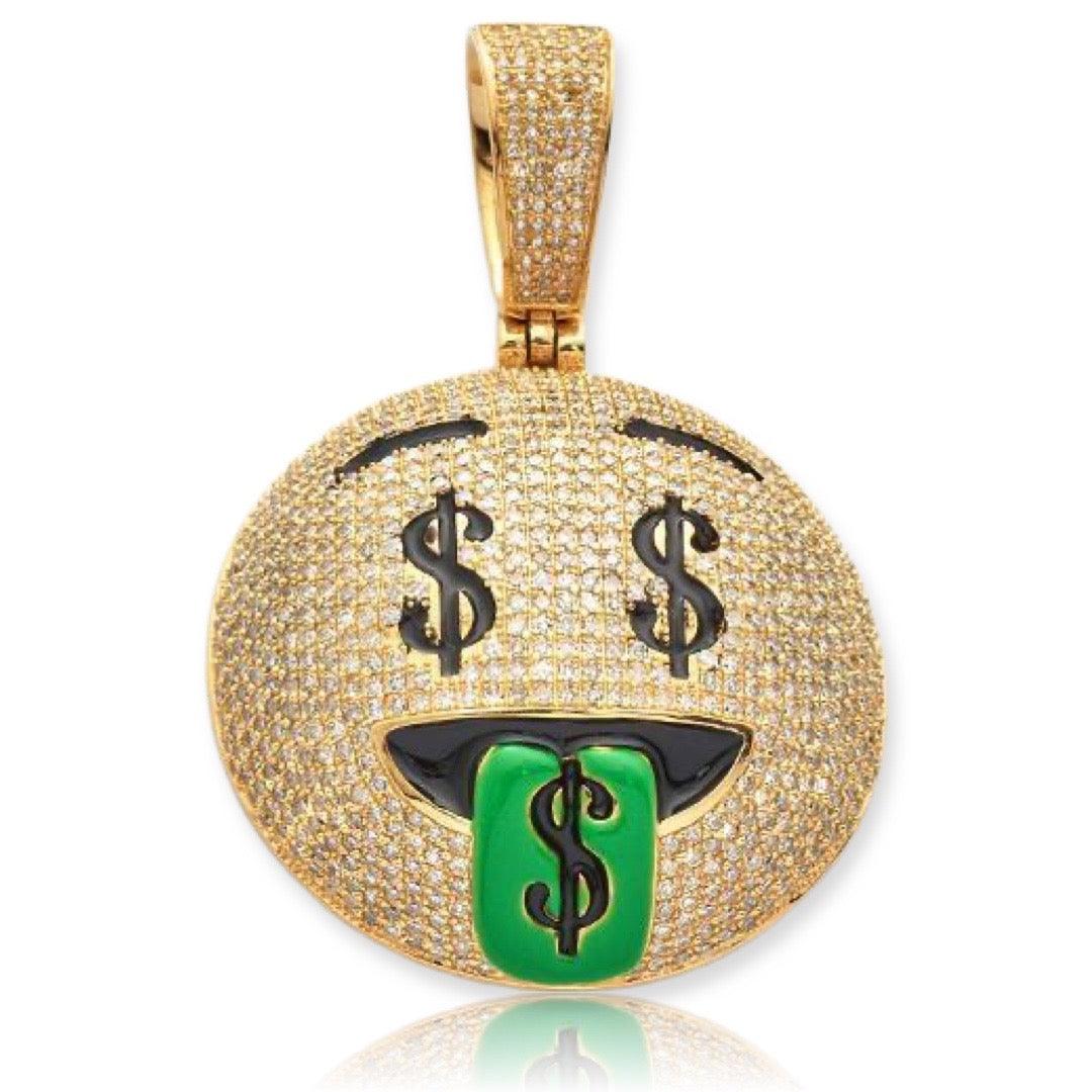 10KY 3.15CTW DIAMOND MONEY FACE EMOJI PENDANT - Johnny Dang & Co