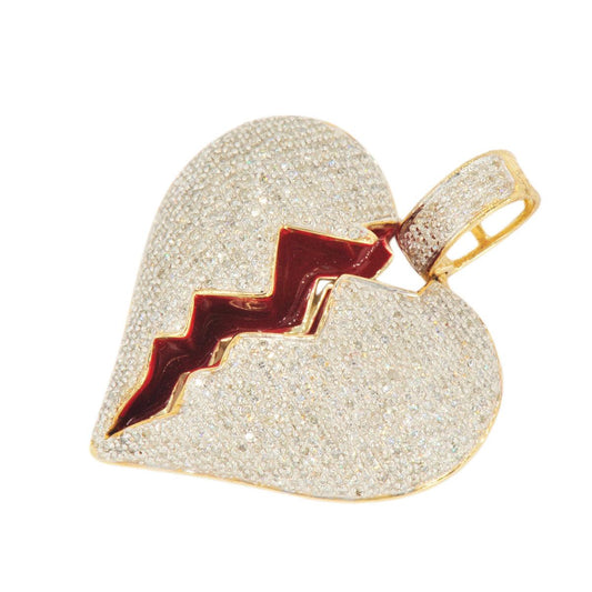 10KY 1.40CTW DIAMOND BROKEN HEART PENDANT - HOLLOW - Johnny Dang & Co
