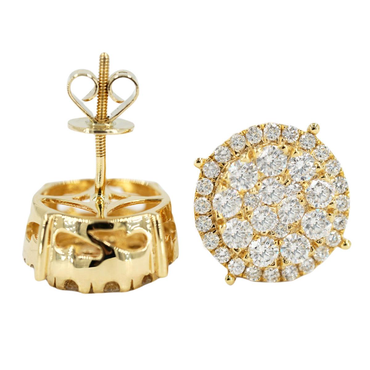 14K 2.00CTW DIAMOND ROUND CLUSTER EARRINGS WITH HALO - Johnny Dang & Co