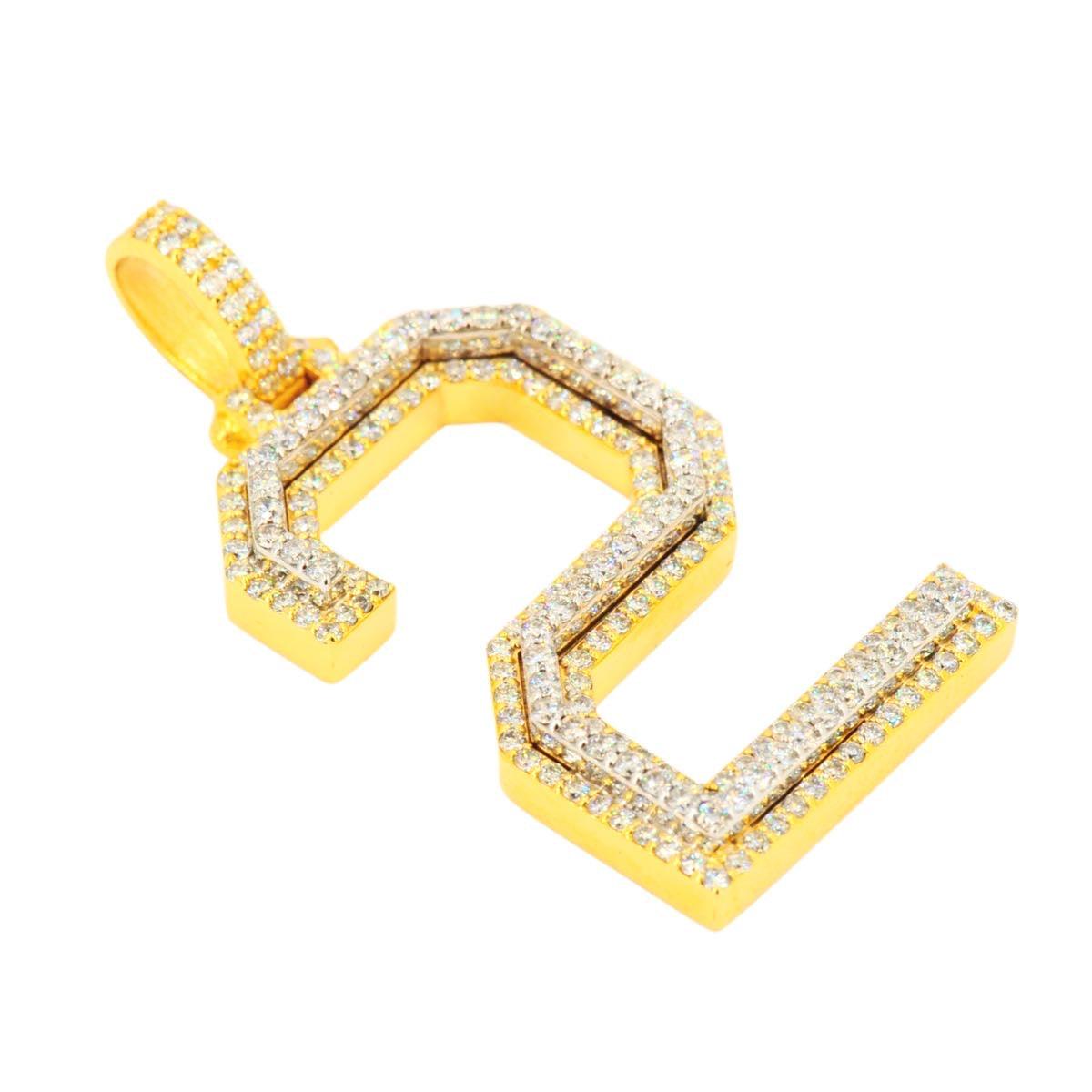 10K Yellow Gold Si Diamond Number 2 Pendant - Johnny Dang & Co