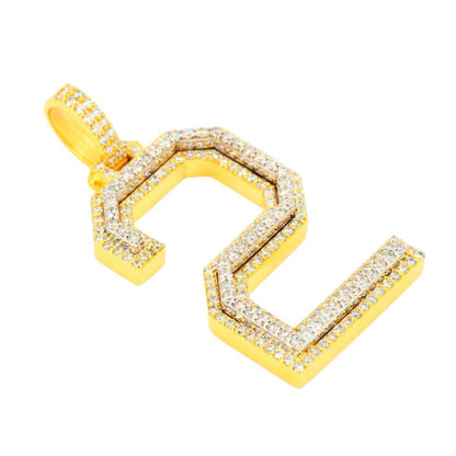 10K Yellow Gold Si Diamond Number 2 Pendant - Johnny Dang & Co