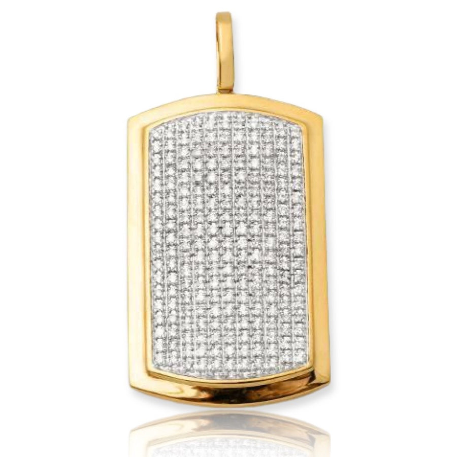 10KY 2.00CTW DIAMOND DOGTAG PENDANT - THICK SOLID
