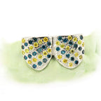 2 Top or 2 Bottom Blue and Yellow Diamond Grillz [S7035] - Johnny Dang & Co
