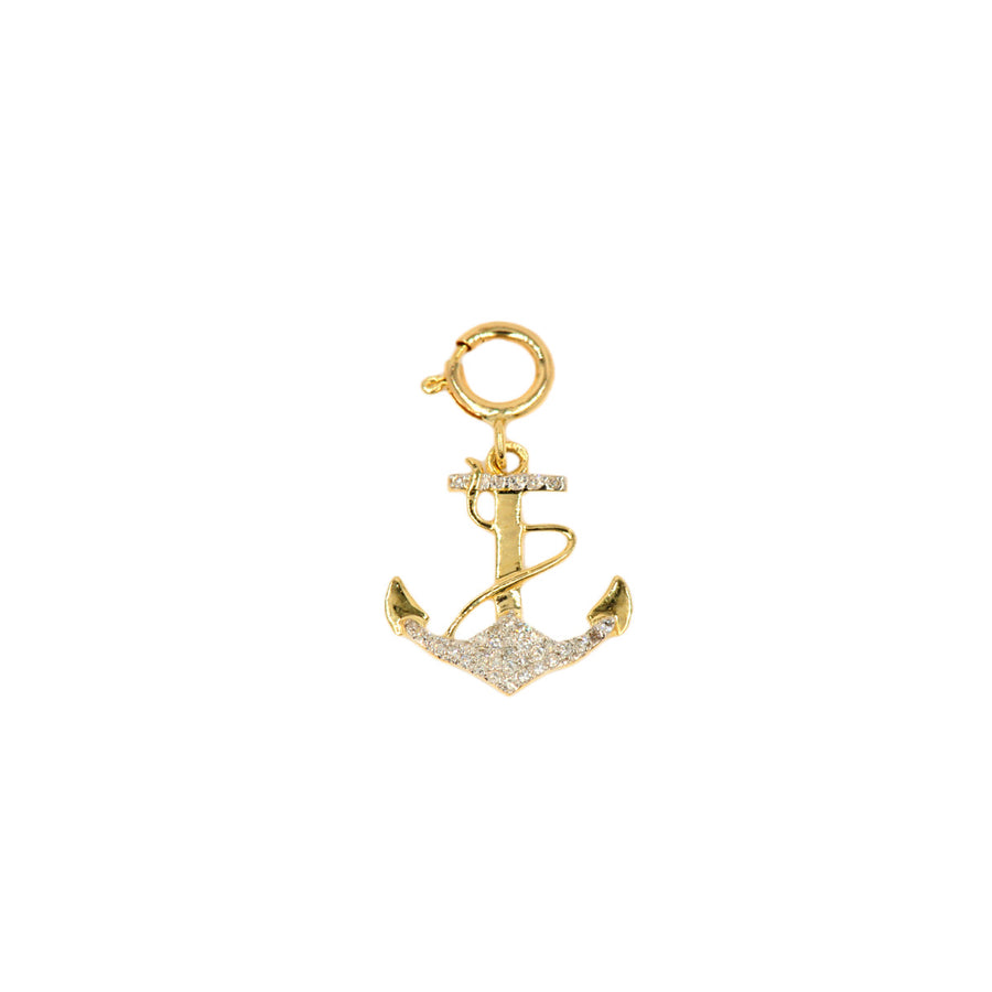 10k Yellow Gold and Diamond 'Anchor' Charm - 10062